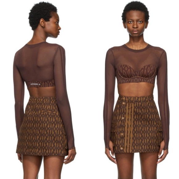 NWT Adidas x Ivy Park Monogram Skirt in Brown Size XS - Picture 2 of 10